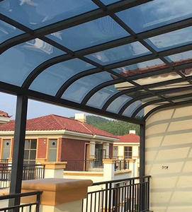 自贡露台铝合金雨棚 阳台遮阳棚 防紫外线聚碳酸酯板阳光棚